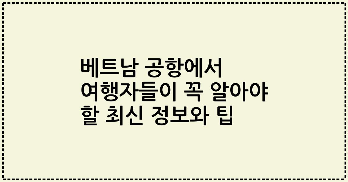베트남 공항에서 여행자들이 꼭 알아야 할 최신 정보와 팁