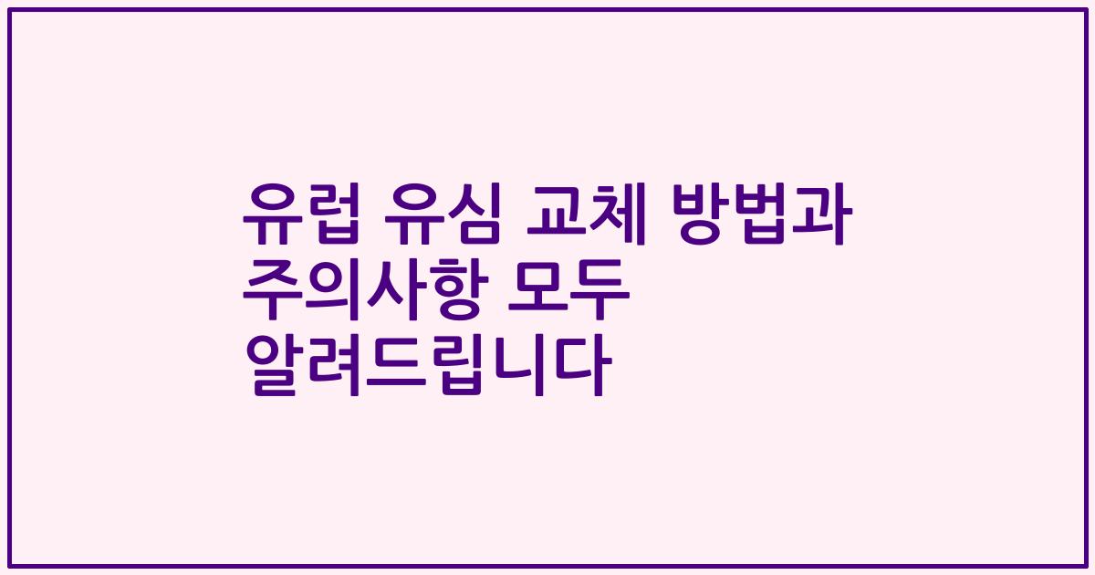 유럽 유심 교체 방법과 주의사항 모두 알려드립니다
