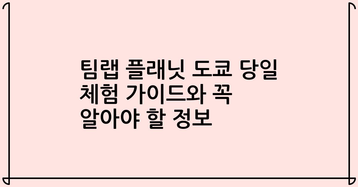 팀랩 플래닛 도쿄 당일 체험 가이드와 꼭 알아야 할 정보