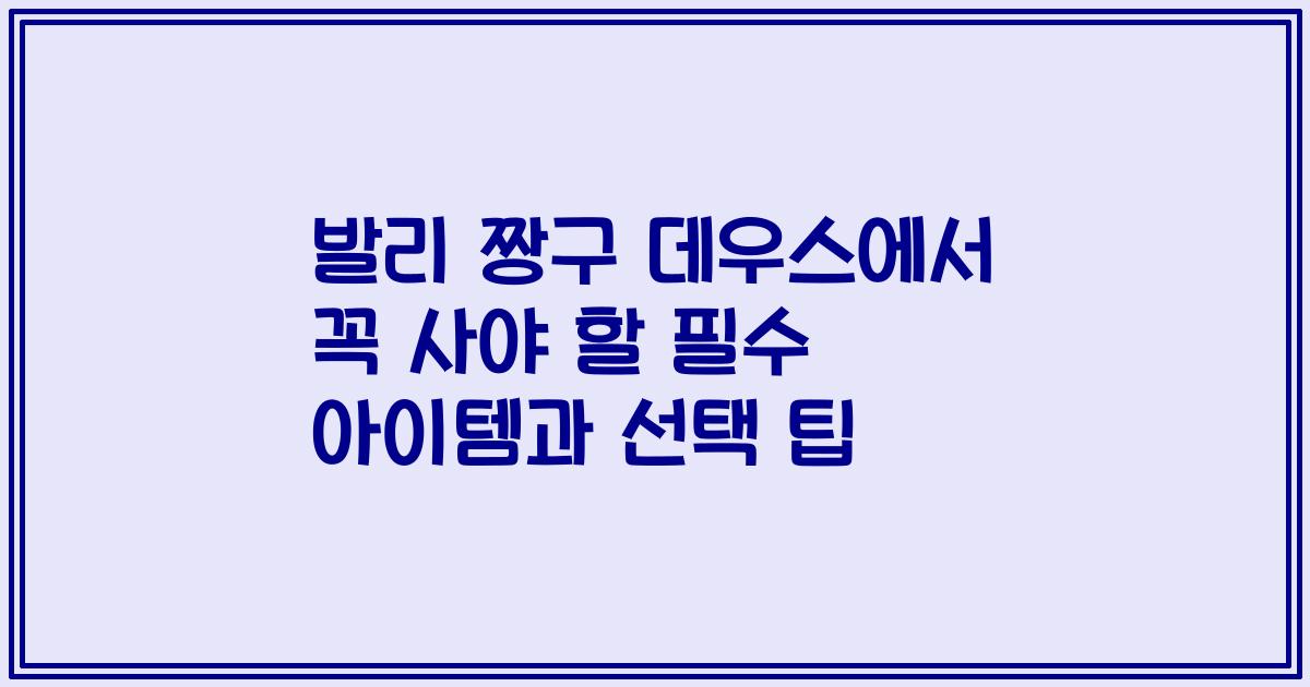 발리 짱구 데우스에서 꼭 사야 할 필수 아이템과 선택 팁