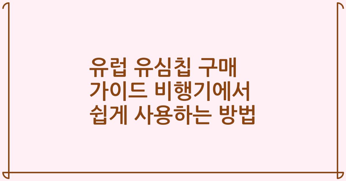 유럽 유심칩 구매 가이드 비행기에서 쉽게 사용하는 방법